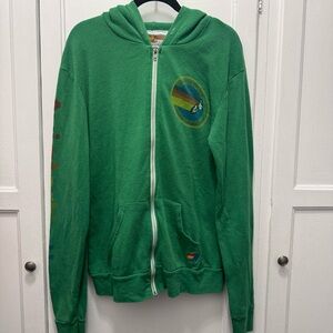 Aviator Nation Green Zip Up Hoodie